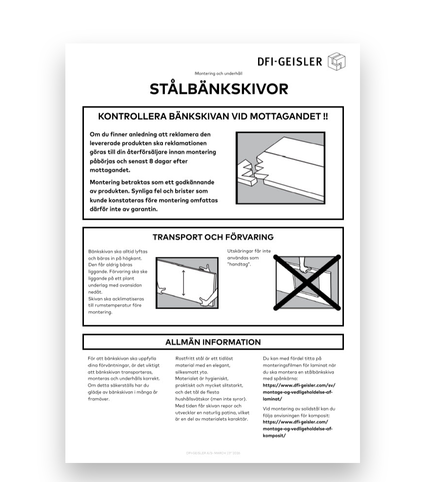 montering och underh&aring;l av st&aring;lb&auml;nkskiva
