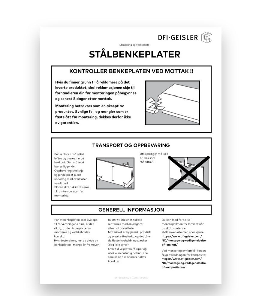St&aring;lbordplade montering og vedligehold forside NO